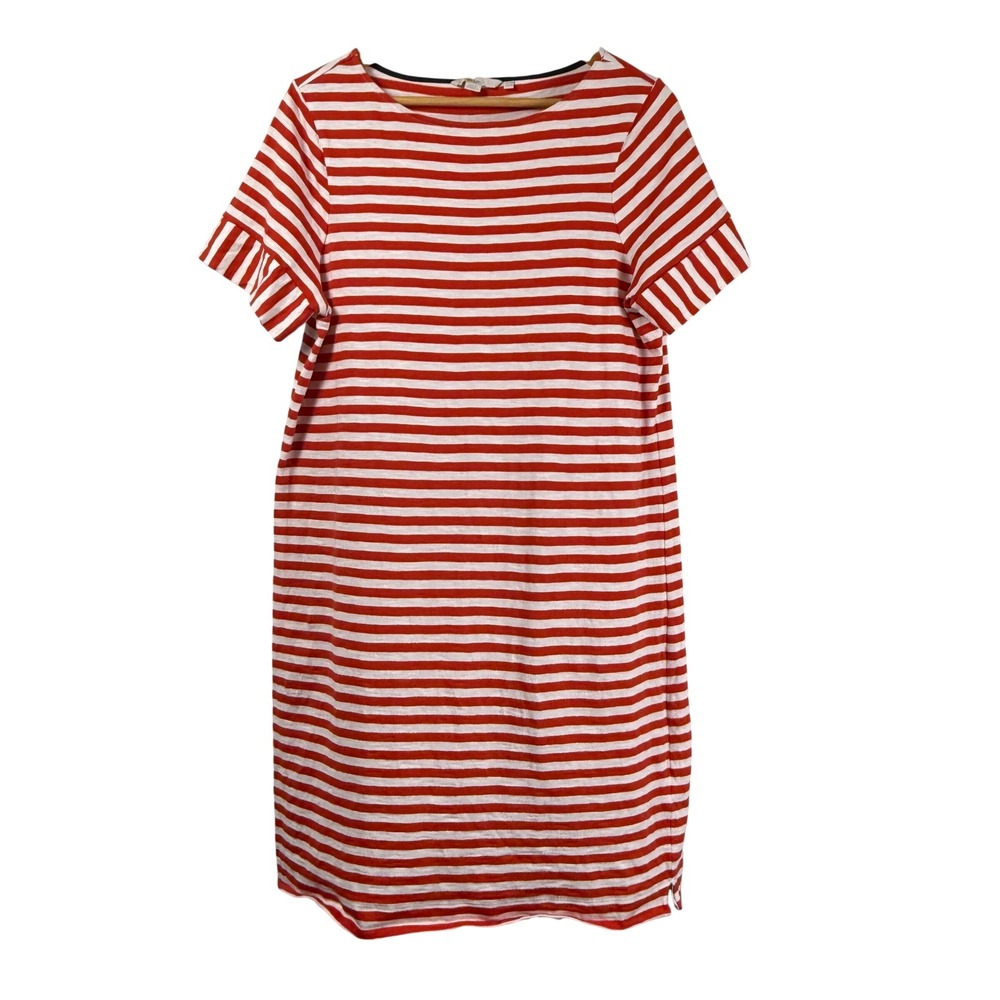 Boden Darcey Tunic T-shirt Dress Red White Striped Short Sleeve Womens 14 J0805